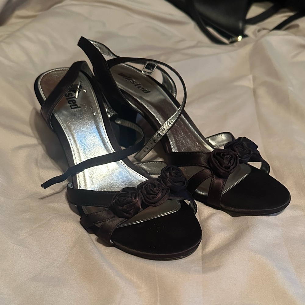 Unlisted Black Heels with Floral Accents
